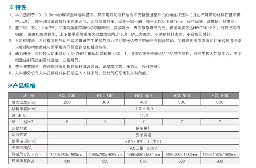 厚板整平機(jī)HCL產(chǎn)品說(shuō)明